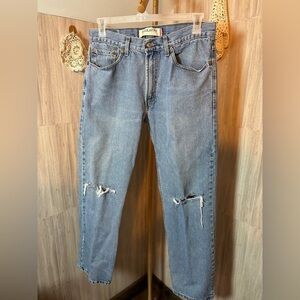 Levi's 505 Light Blue Distressed Regular Fit Straight Jeans